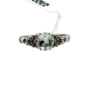 NWT Chuck Clemency Sterling Silver Topaz Garnet Flower Ring Sz. 10
